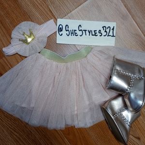NEW 3Piece RoseGold Infant/Toddler BootTutu Bundle